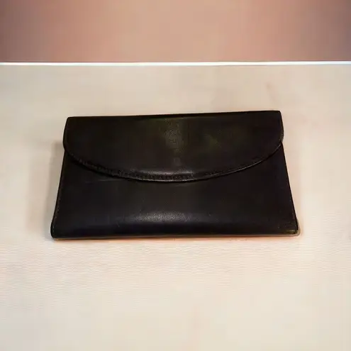 Mundi Blue Trifold Leather Wallet with Checkbook Back Zip Clutch NWT