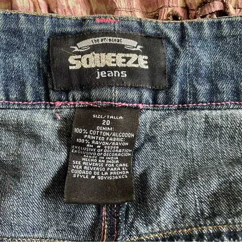 Squeeze Vintage 90s Mixed Media Denim Jean Flowy Midi Skirt Blue Size undefined