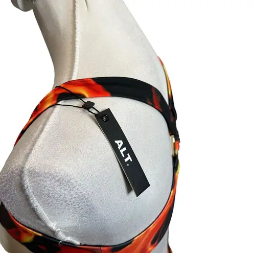 ALT NWT Juno One Piece Swimsuit Women’s Size XS Red Cutout Crossover Fiamma Blue