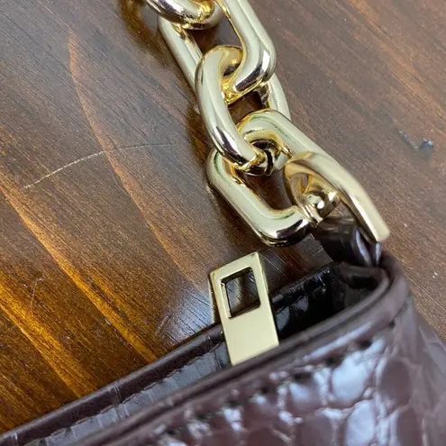 8 Other Reasons Brown Croc Embossed Shoulder Bag 8OR