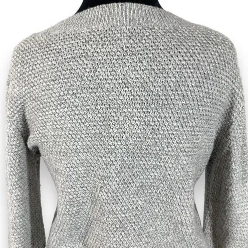 Club Monaco Gray Wool & Alpaca Blend Quilted Sleeve Cuff Knit Sweater