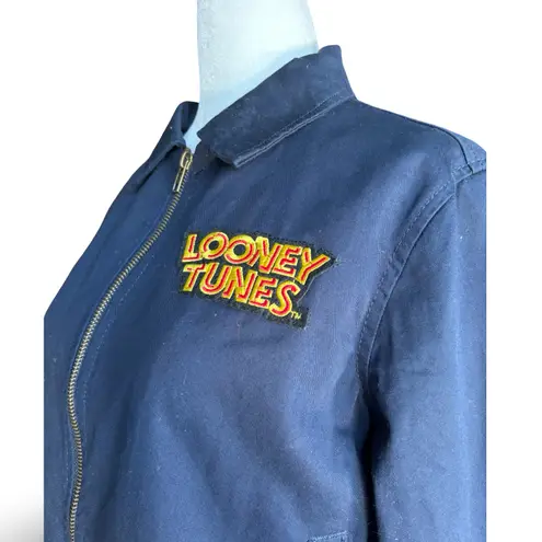 Looney Tunes Bugs Bunny Zip Jacket Navy Thats All Folks Cotton Cropped Small