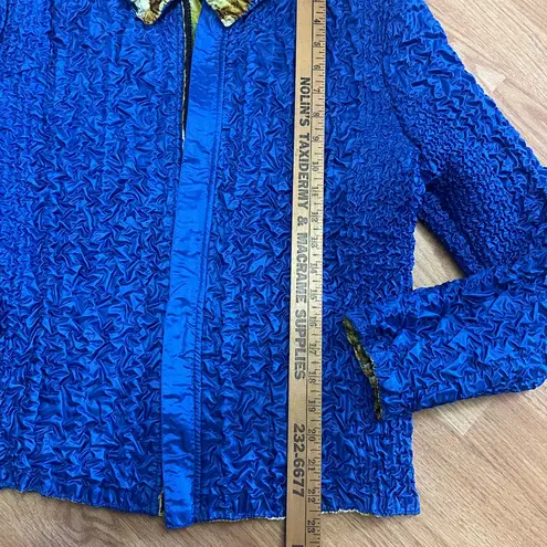 Reversible Vibrant Blue and Yellow Women's Magic Scarf Lightweight Jacket Sz S