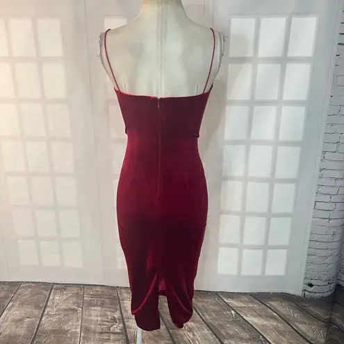 Abyss By Abby Maroon Velvet Sleeveless Bodycon Midi Dress Size XS