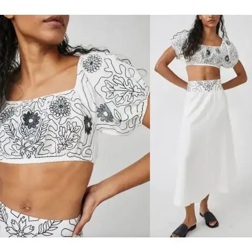 Free People  | NWT Lotus Maxi Skirt Cropped Top Set | Black & White Combo | Sz S