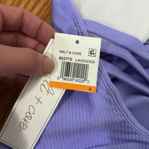 Salt + Cove Women's Swimwear Tankini Rib Medium Shirred Purple Small NWT