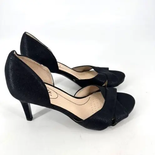 Life Stride Women'sâBlack Peep Toe Mykonos Dâorsay Sandal Heelsâ Size 7.5