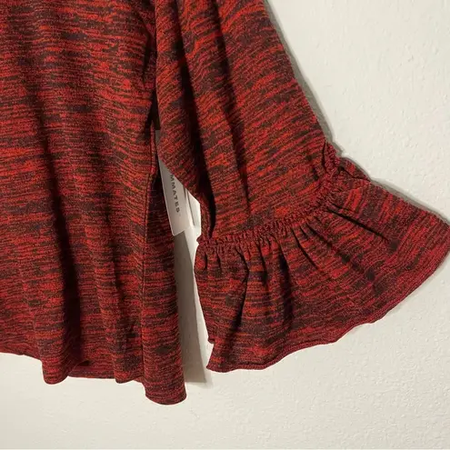 Roommates Women mock neck big bell sleeves red black top size L NWT