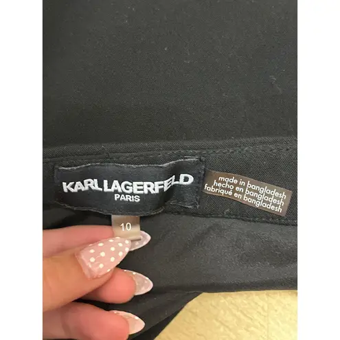 Karl Lagerfeld Women's Black Ruffle Hem Zipper Knee Length Mini A-Line Skirt 10