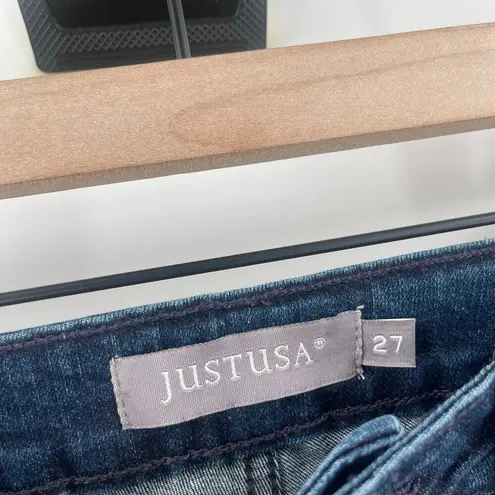 Just USA Jeans SZ 27 Slim Bootcut Denim NWT Dark Denim Fray AB109 Cotton Stretch
