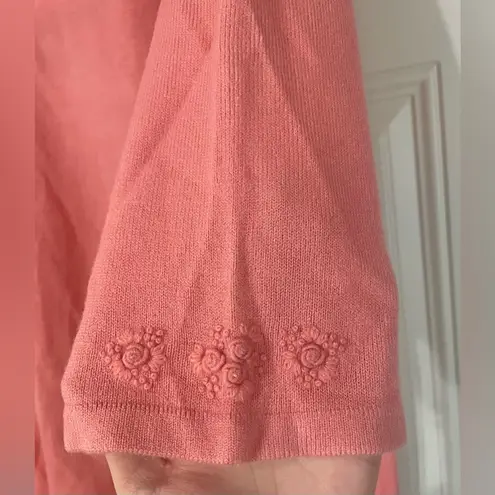 Pink Floral Soft Lightweight Embroidered Monochromatic Sweater Size 3X