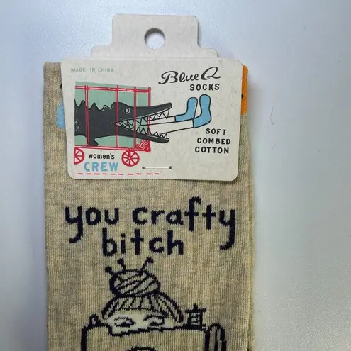 Blue Q Womens Cotton Crew Socks "YOU CRAFTY B!TCH" Shoe Size 5 - 10