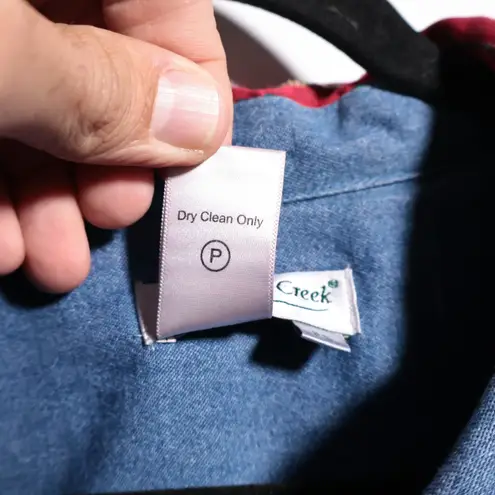 Coldwater Creek Textured Striped Red Jacket Wood Buttons Art to Wear Boho P S