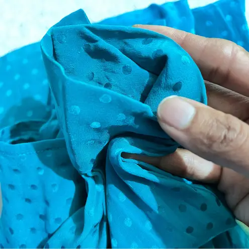 Vintage silk self tie blouse size 6 J.Raymond in green lagoon :Box H: