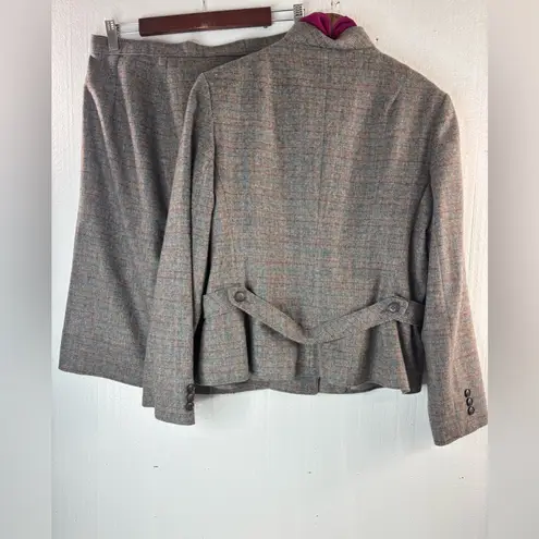 Union Made 4 Wool Gray Plaid Skirt Blazer Suit