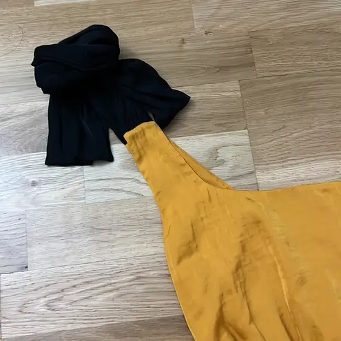 Maje Rasti one shoulder color block satin dress