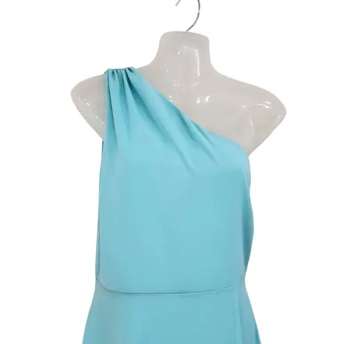 Alexia Admor One Shoulder Midi Fit And Flare Dress Side Zip Turquoise Size 4