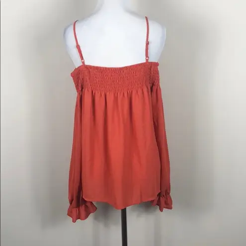 Ultra Flirt Top Smocked Off the Shoulder Orange