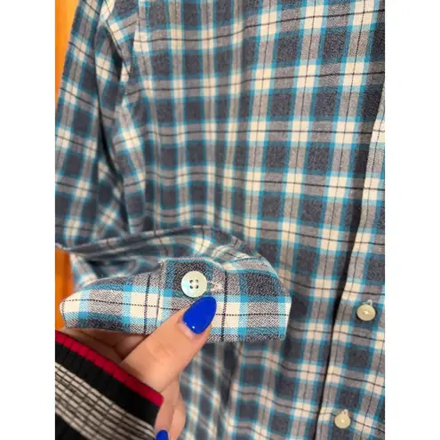 MOUSSY Plaid Cotton Button Down Shirt Blue Check Oversized Free Size Japan