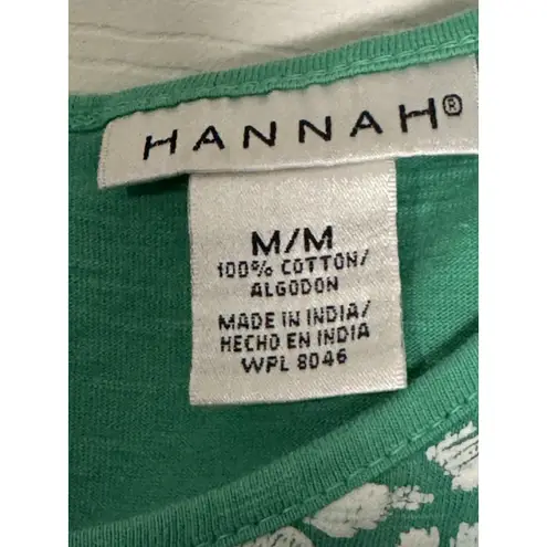 Hannah Women's Short Sleeved Top, Design On Front, Green, Medium Green