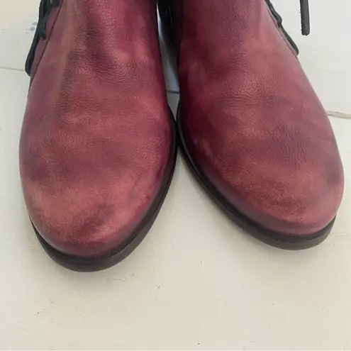 VeraCruz Artisan Distressed Leather Bootie Shoes Plum and Black Euro 38 US 7.5