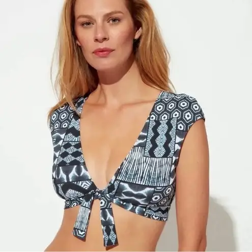 Bleu Rod Beattie Blue Rod Beattie Island Time Two-piece Tie Front Cap Sleeve Swimsuit NWT Sz 6