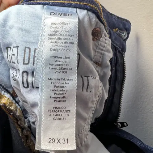 DU/ER Women's High Rise Skinny Jeans Dark Blue Denim Soft Stretch FLAW Sz 29x31