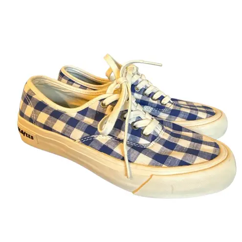 J.crew X Seavees blue gingham canvas sneakers 6