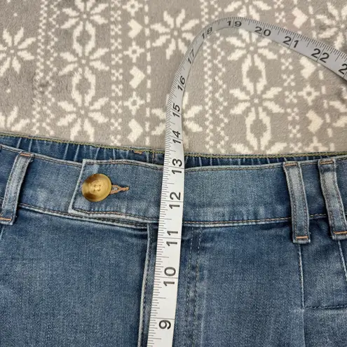 NWT Upwest Pleated Front High Waisted Denim Shorts Light Wash Size Large Blue