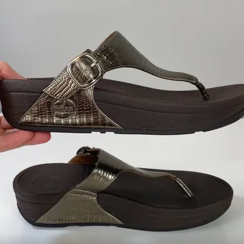 FitFlop The Skinny Leather Metallic Bronze Sandal