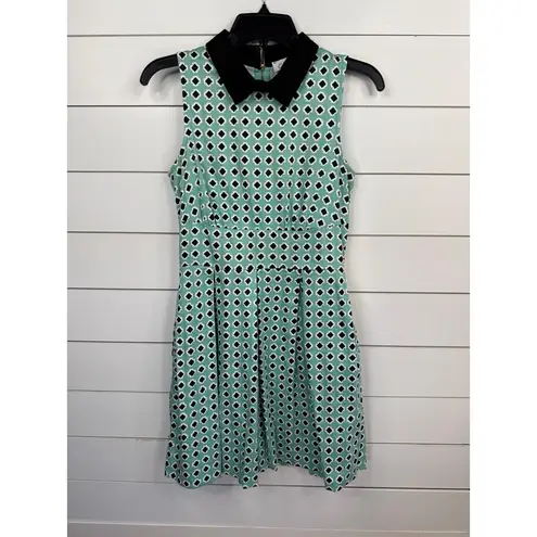 Closet London Mint Green Blue White Geometric Sleeveless Dress Size US 6 Uk10