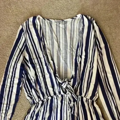 Tobi ⭐️  blue and white striped long sleeve romper in size small