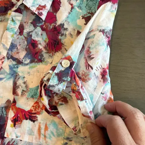 Bexleys Edition Women's Cotton Floral Print Short Sleeve Shirt‎ Top White Size 40