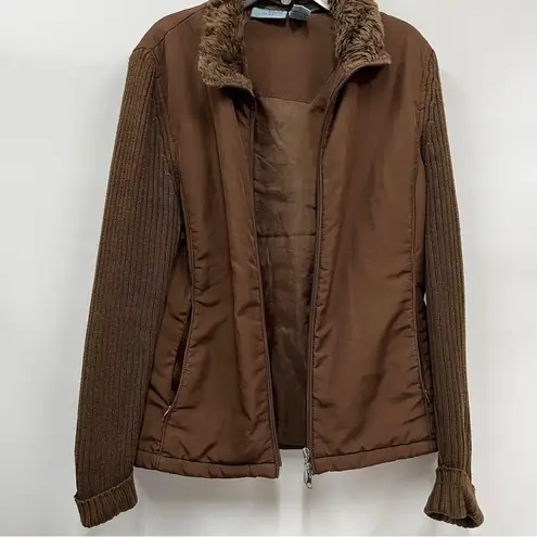 Jane Ashley Ladies S Jacket faux fur collar mixed media