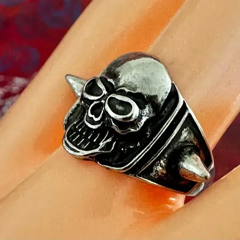 Punk Skull Spike Ring, Silver