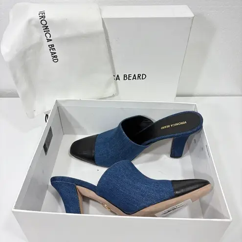 Veronica Beard $385 NIB Carlotta Denim Mixed-Media Heels shoes 10.5 M