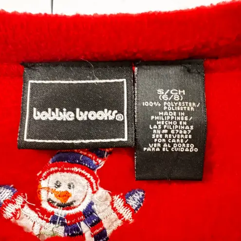 Y2K Bobbie Brooks Women S Red Fleece Snowman Snowflake urgly Christmas Cardigan