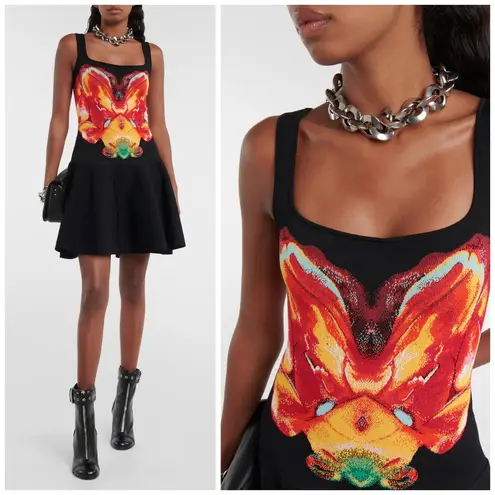 Alexander McQueen Solarised Orchid Jacquard Knit Mini Dress