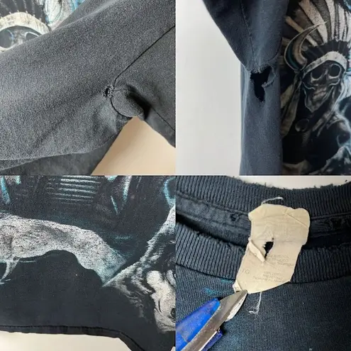 Urban Outfitters Distressed Vintage Y2K T Shirt Skeleton Mythical Creatures Black Large L Unisex