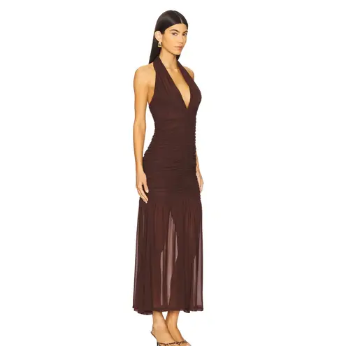 Bardot x REVOLVE Sephera Halter Mesh Midi Dress in Chocolate