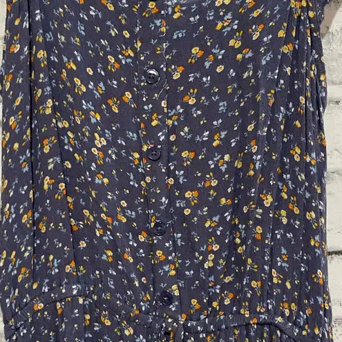 Arizona Jeans Arizona blue floral print sleeveless button front dress Medium