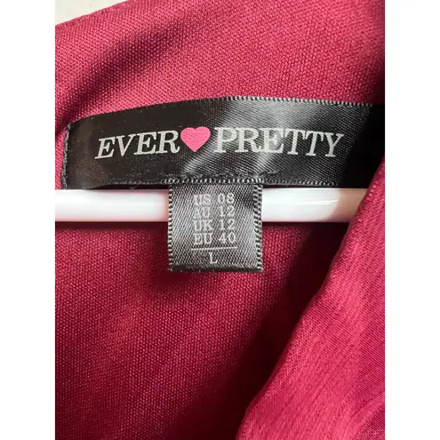 Ever Pretty Metallic Fabric V-Neck A-Line Wedding Guest Dress Ruffled Hem Large - Image 3