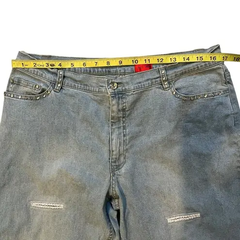 Very Vera Rhinestone Embellished Light Wash Jeans, Sz 14 Blue
