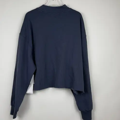 The Vinyl Icons Apres Ski Retro Raw Hem Blue Grisaille Sweatshirt Size Large NWT