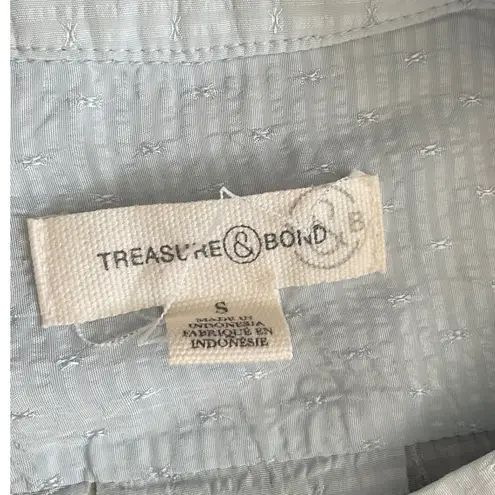 Treasure & Bond Light Blue Textured V-Neck Long Sleeve Top Women's Size S