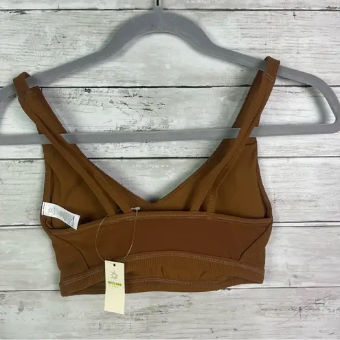 Aerie  Goal Ribbed Sports Bra Brown Size Small