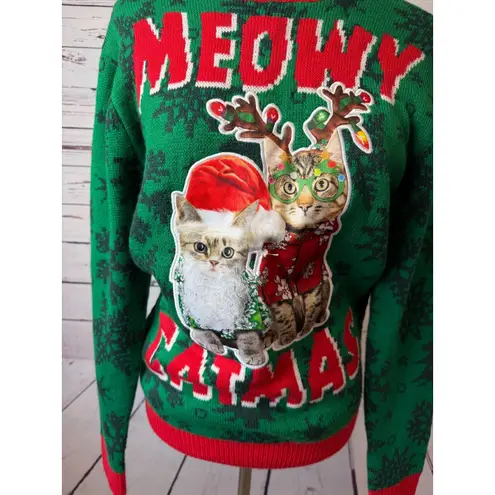 Ugly Christmas Sweater Size Small Pullover Knit Cat Cats Holiday Meowy Catmas