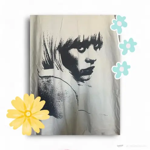 Billie Eilish Happier than life Graphic T-Shirt with Artistic Print of her XL
