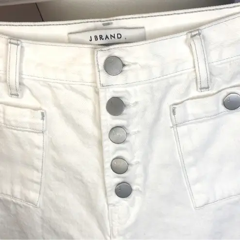 J Brand  Joan Button Fly Super High Rise White Denim Jean Shorts Womens 28