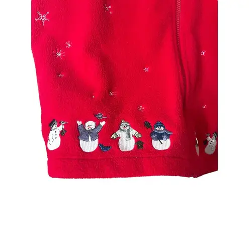 Christopher & Banks Vintage  2004 Full Zip Fleece Christmas Snowman Vest Large